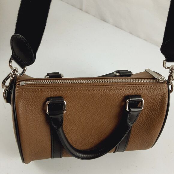 DUYP Melodie Cecile Pebbled Leather Shoulder Bag Brown & Black Satchel W/ Insert - Picture 13 of 16